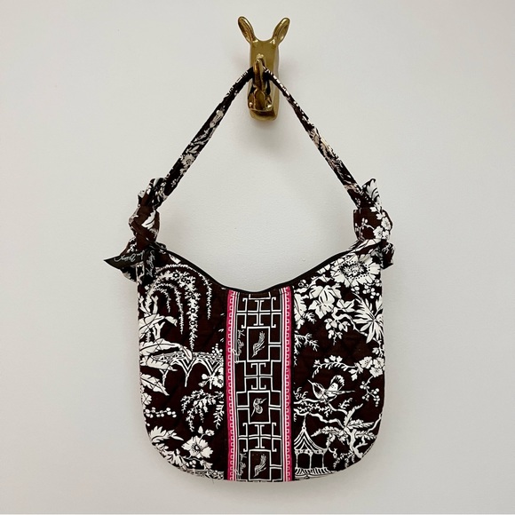 Vera Bradley Brown & Pink Retired Handbag - Picture 3 of 10
